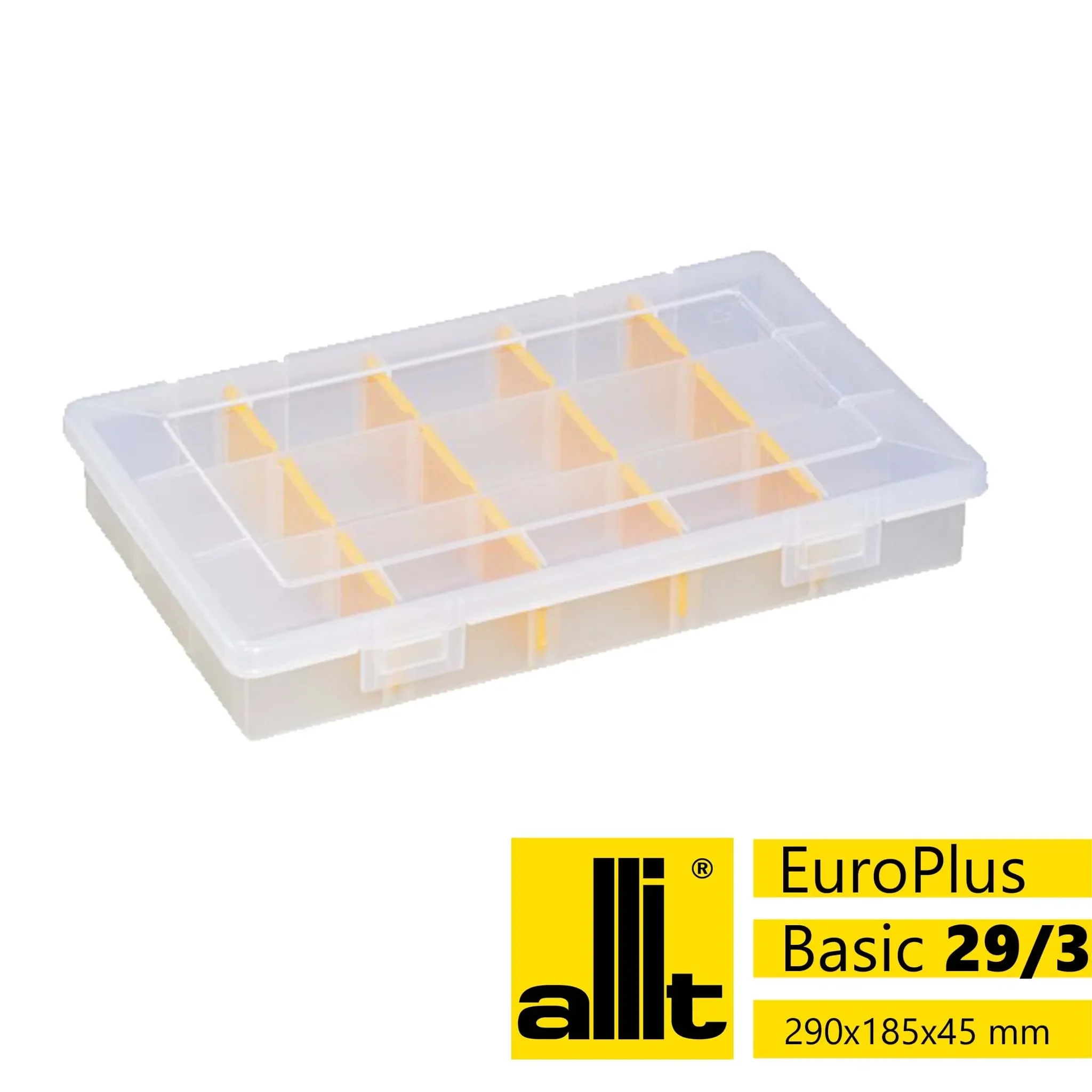 Allit Sortimentskasten EuroPlus Basic 29/3-12 – 12 Fächer, 290 × 185 × 46 mm, transparent